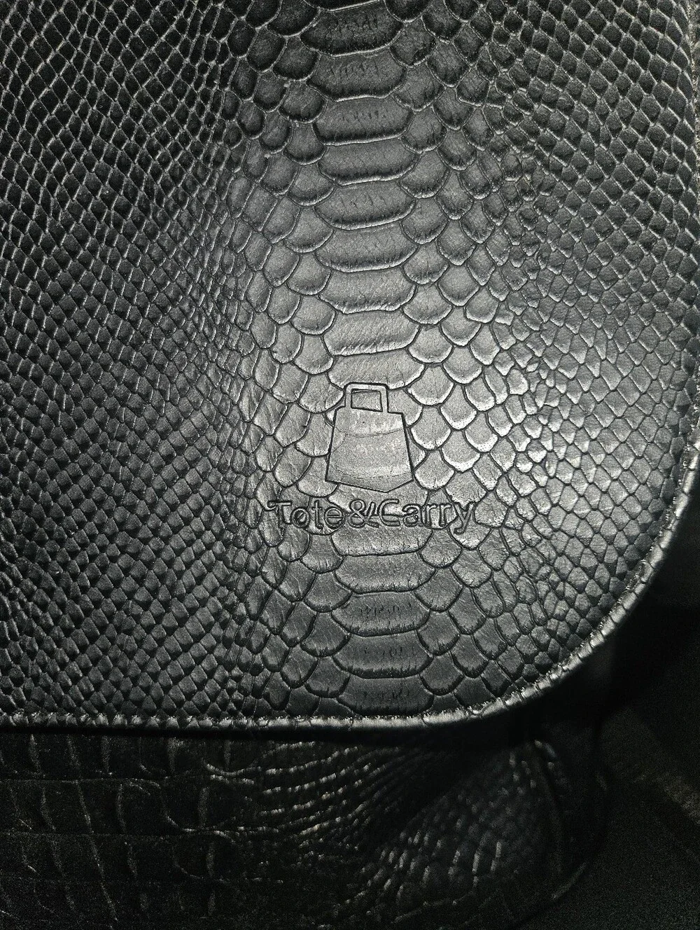 Tote & Carry Black Croc-Embossed Vegan Leather Backpack